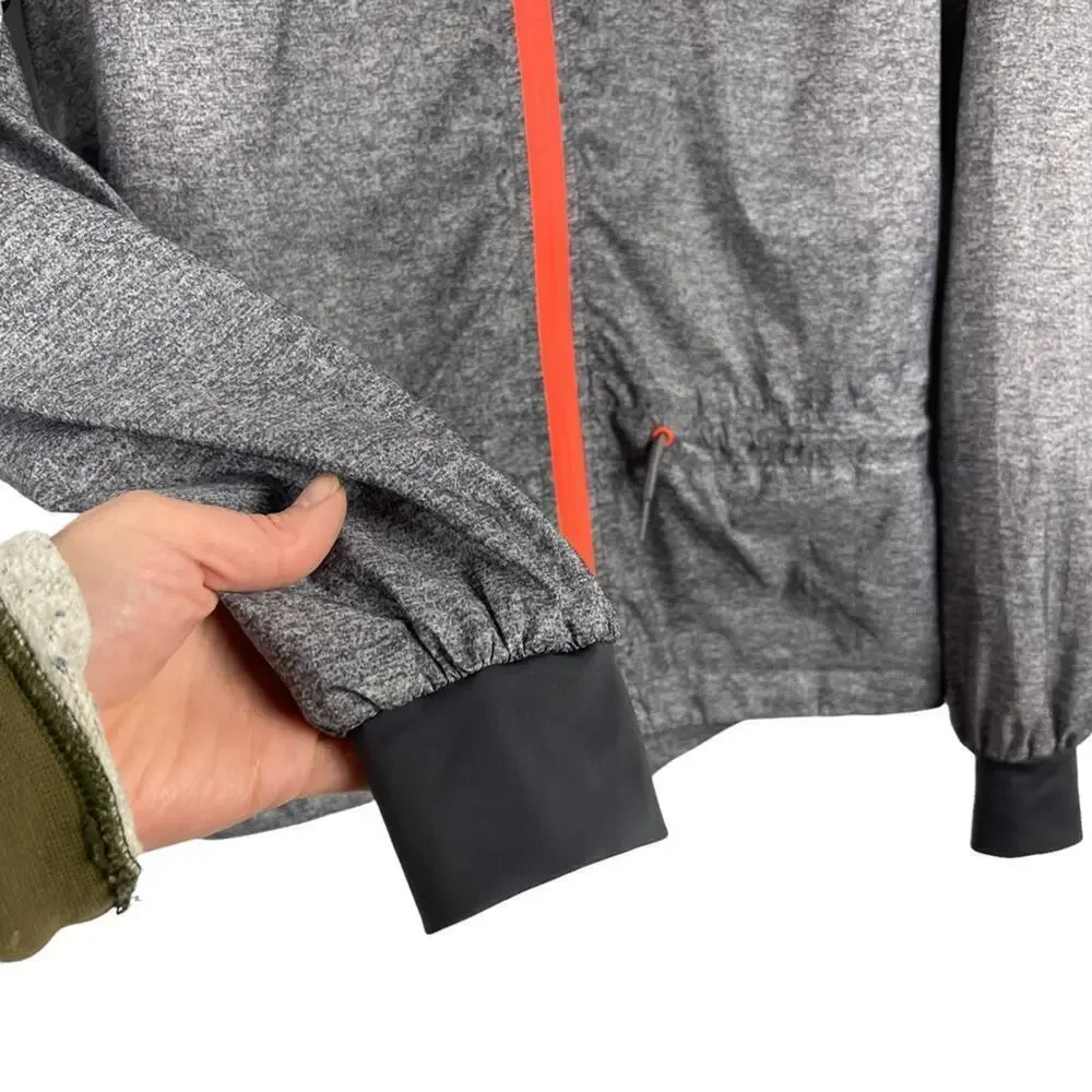 H&M Kids Sport Lightweight Windbreaker Gray Jacket Full Zip Cinched Back 12-13Y